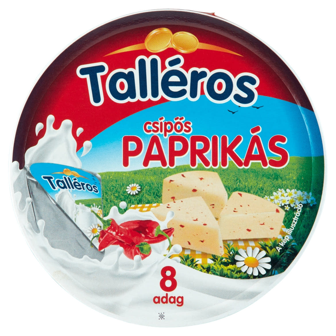 Talléros csípős paprikás kenhető, zsíros, ömlesztett sajt 8 db