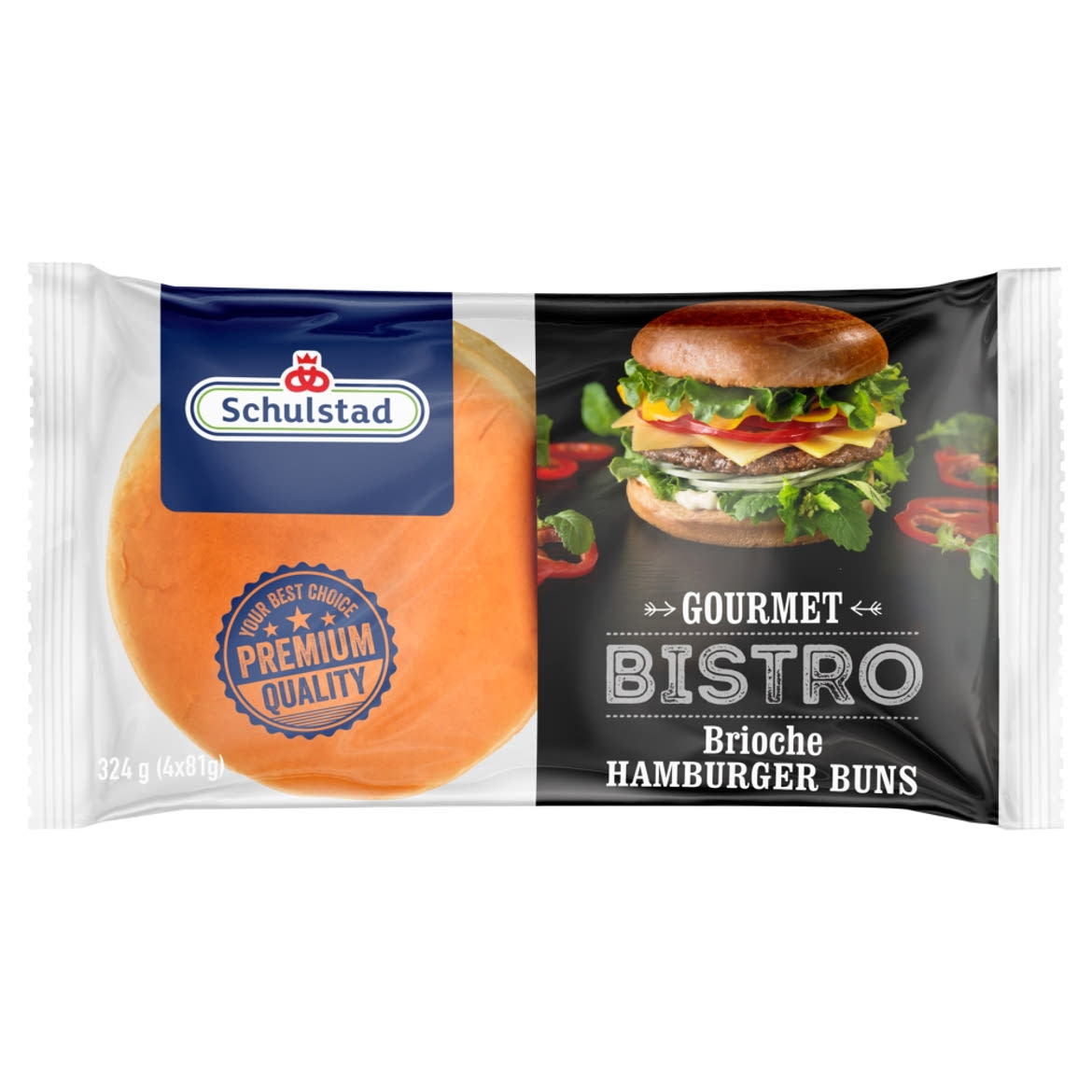 Schulstad Gourmet Bistro briós jellegű hamburger zsemle 4 x  (324 g)