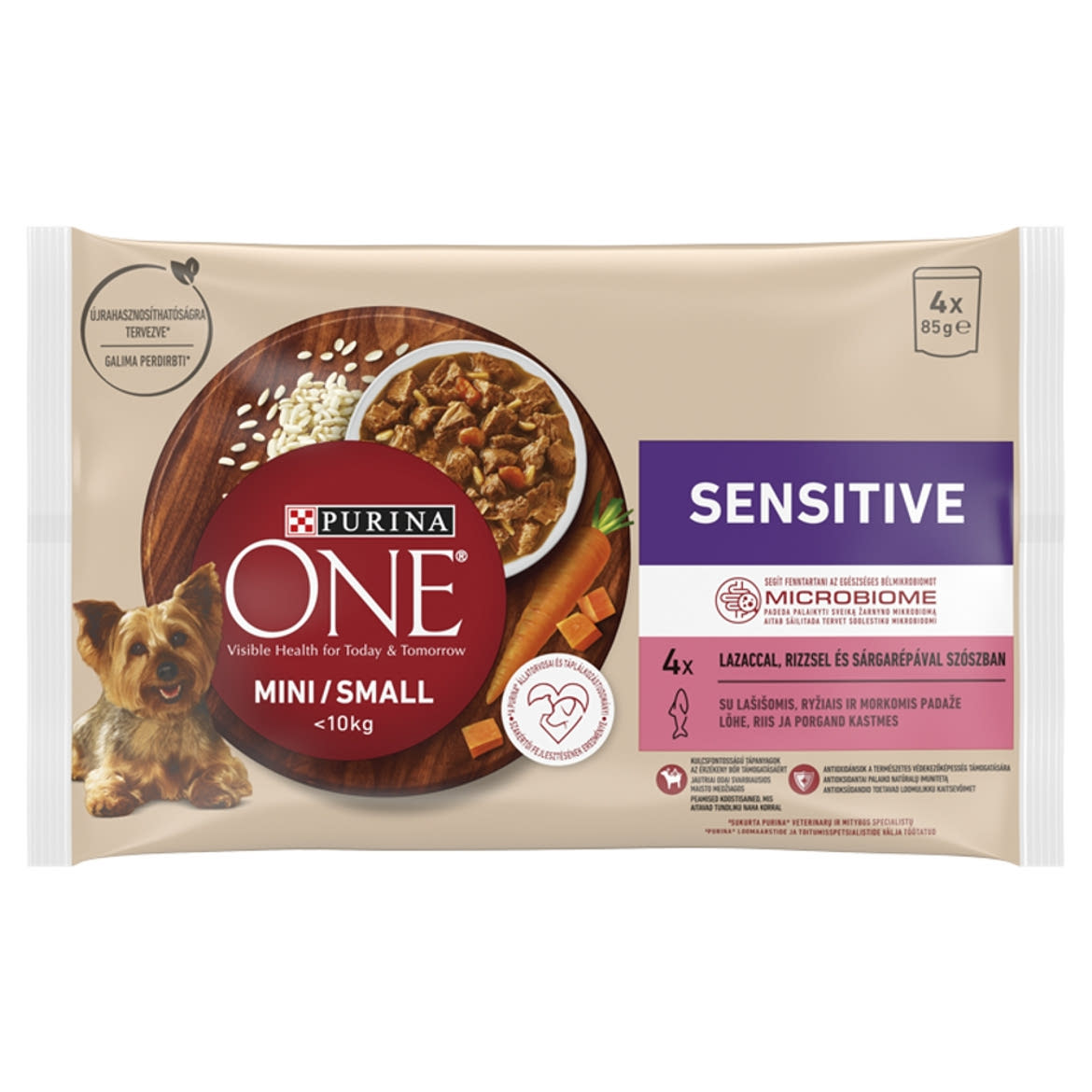 Purina One Mini teljes értékű állateledel mini és kistestű felnőtt kutyák számára 4 x  (340 g)