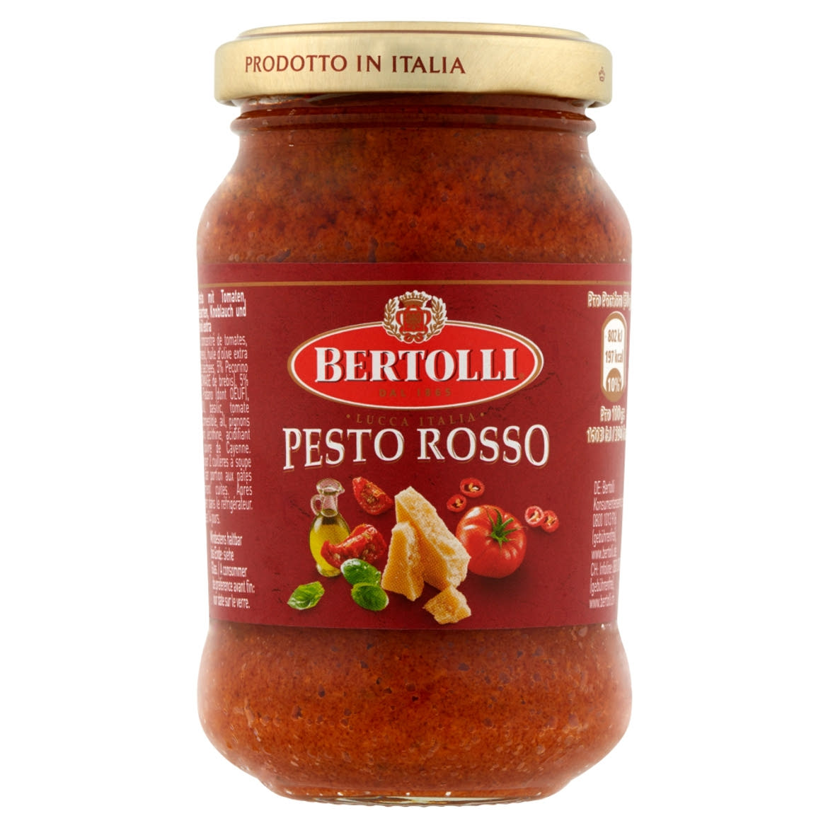 Bertolli Pesto Rosso bazsalikommal ízesített paradicsomos tésztaszósz