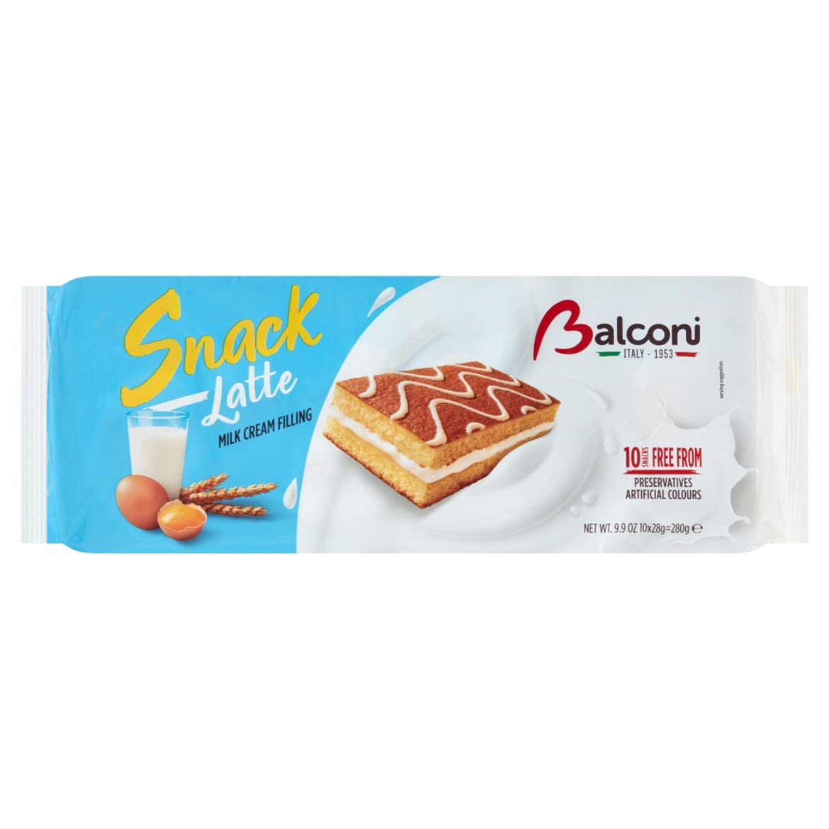 Balconi Snack Latte édes sütőipari termék tejes töltelékkel 10 x 28 g