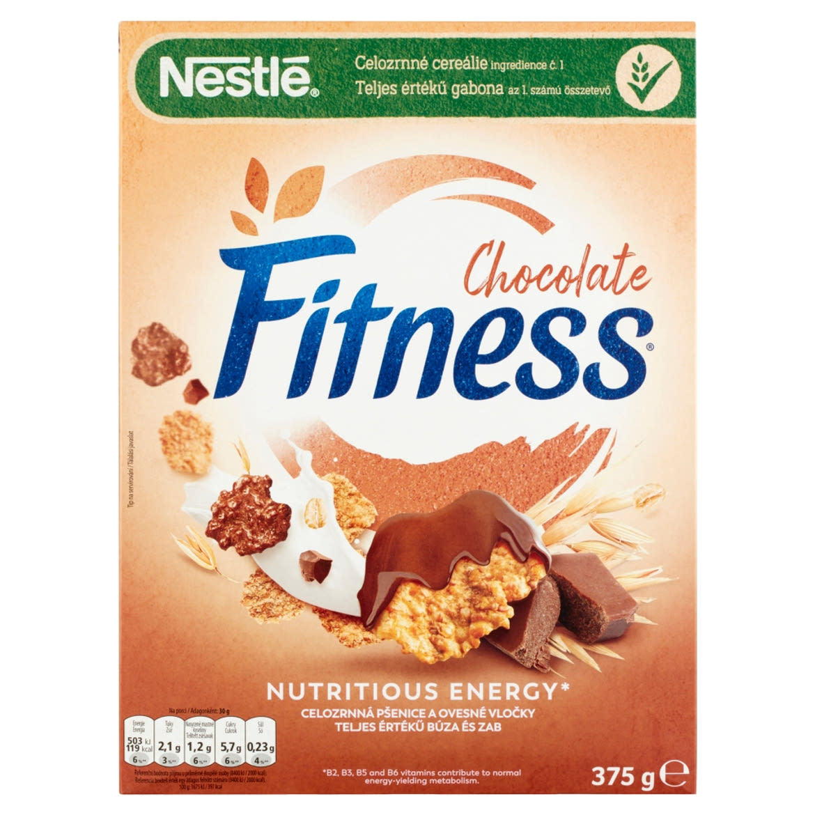 Nestlé Fitness Chocolate natúr, tej- és étcsokoládéval bevont teljes értékű gabonapehely
