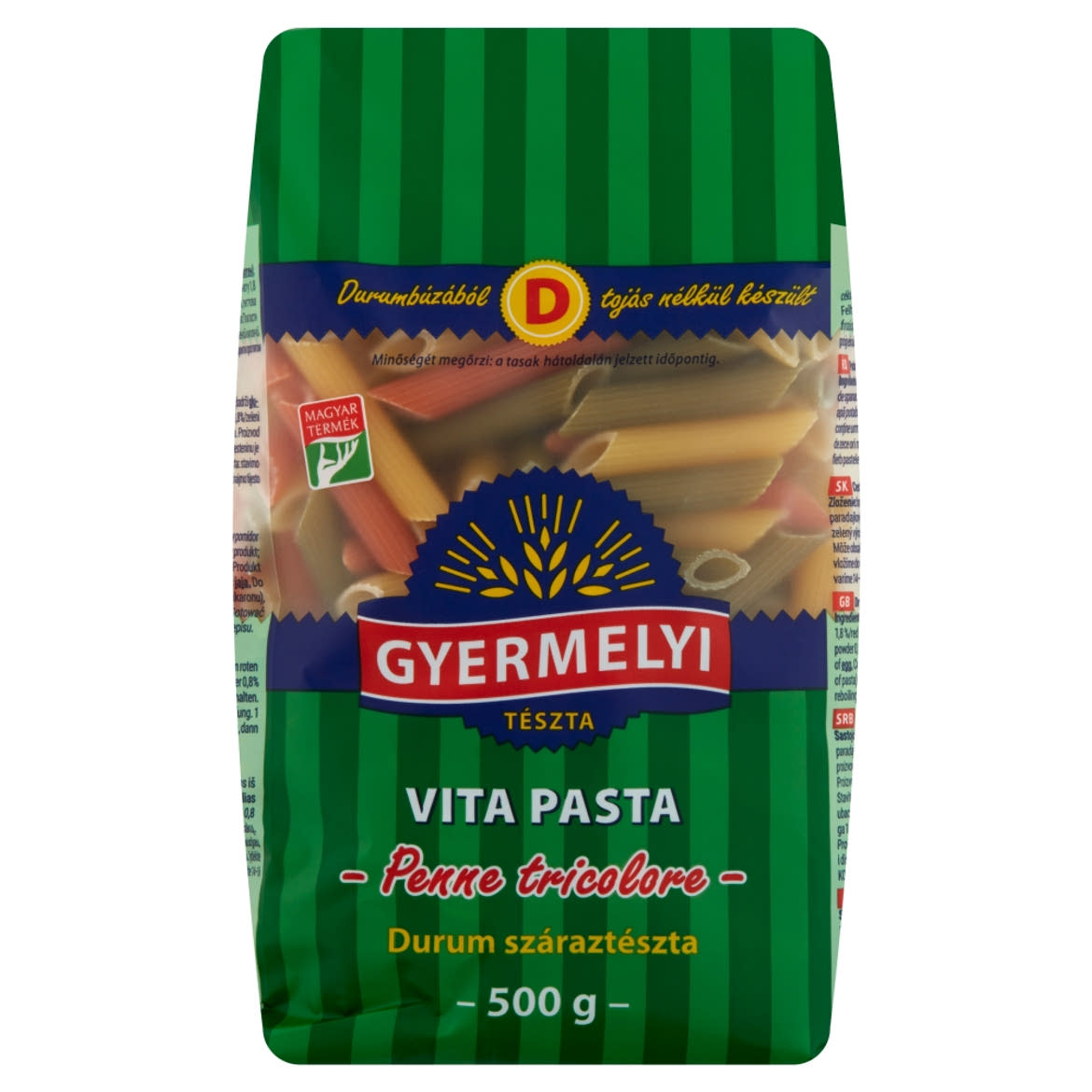 Gyermelyi Vita Pasta Penne Tricolore durum száraztészta
