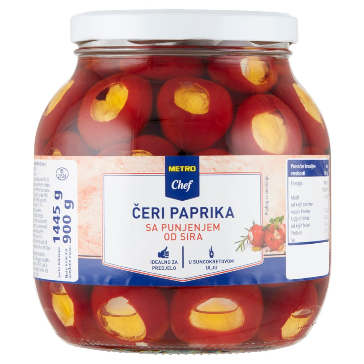 Metro Chef cseresznye paprika túróval töltve napraforgóolajban