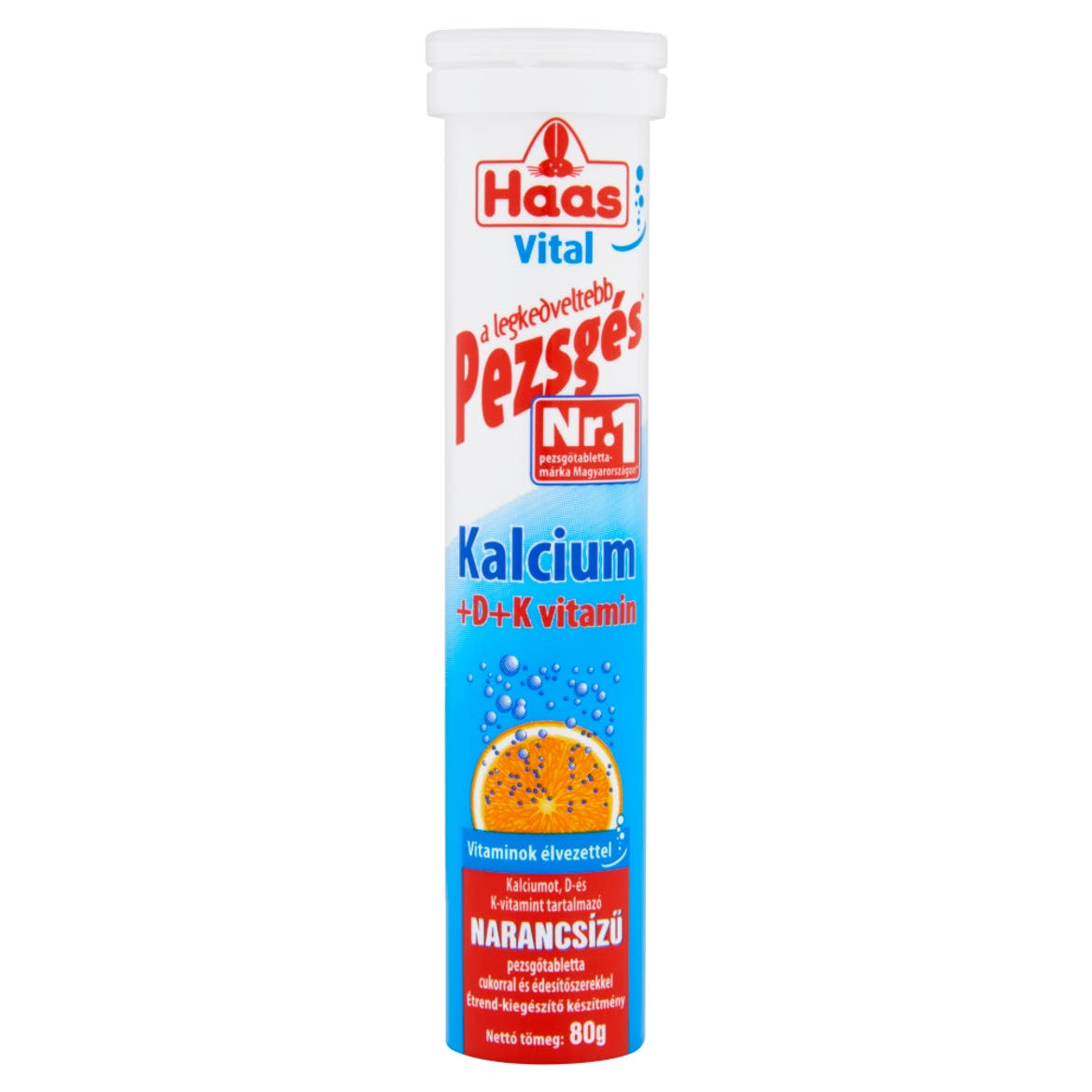 Haas Vital Kalcium + D + K- vitamin narancsízű étrend-kiegészítő pezsgőtabletta