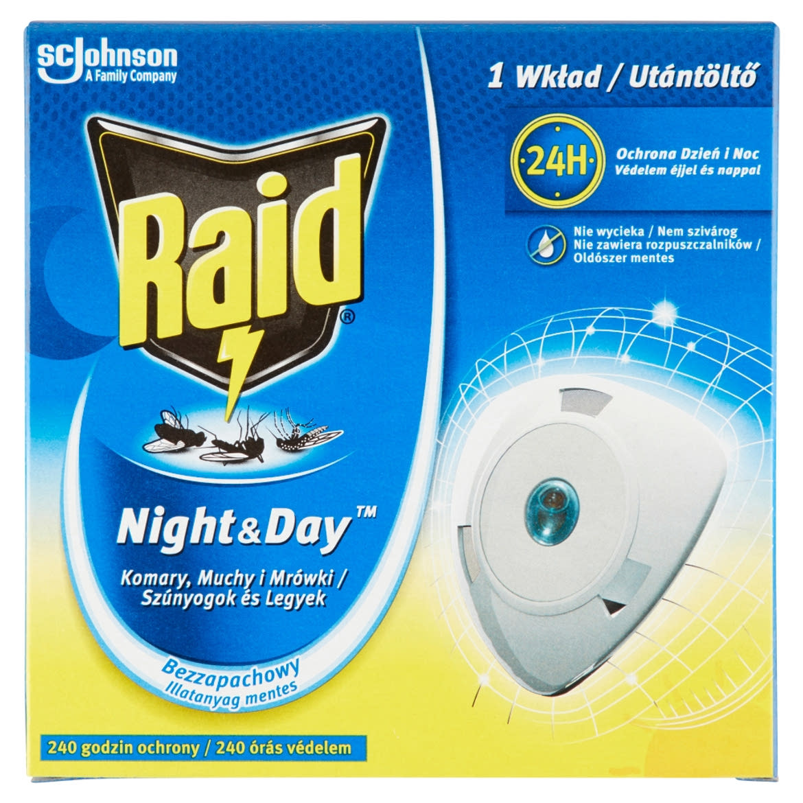Raid Night & Day 24 órás szúnyog- és légyirtó korong utántöltő 2,25 g