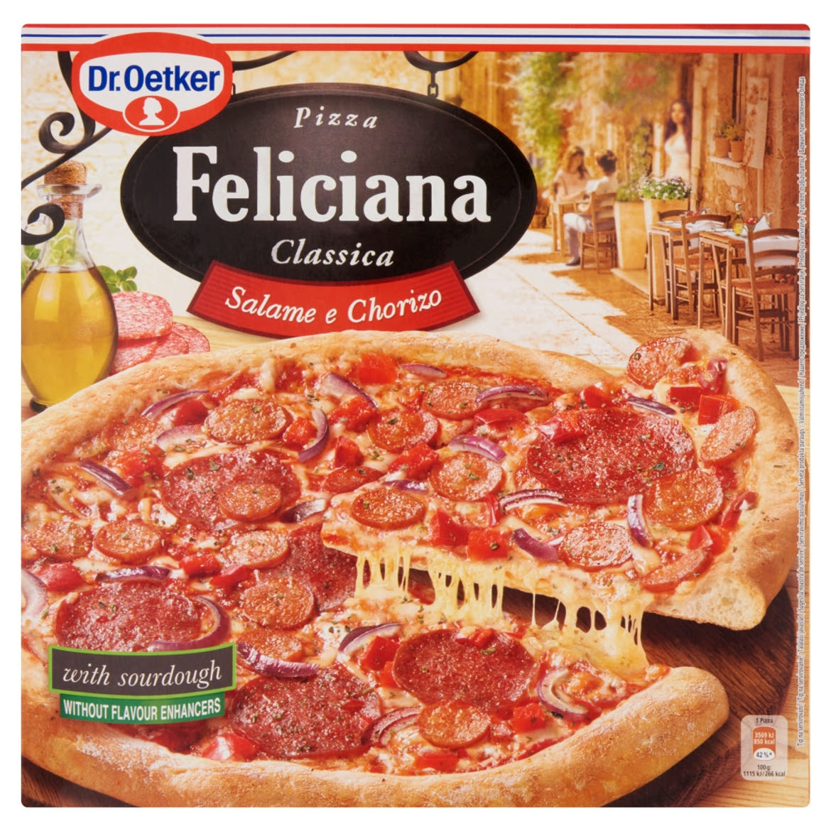 Dr. Oetker Feliciana gyorsfagyasztott pizza Chorizo szalámival és szalámival
