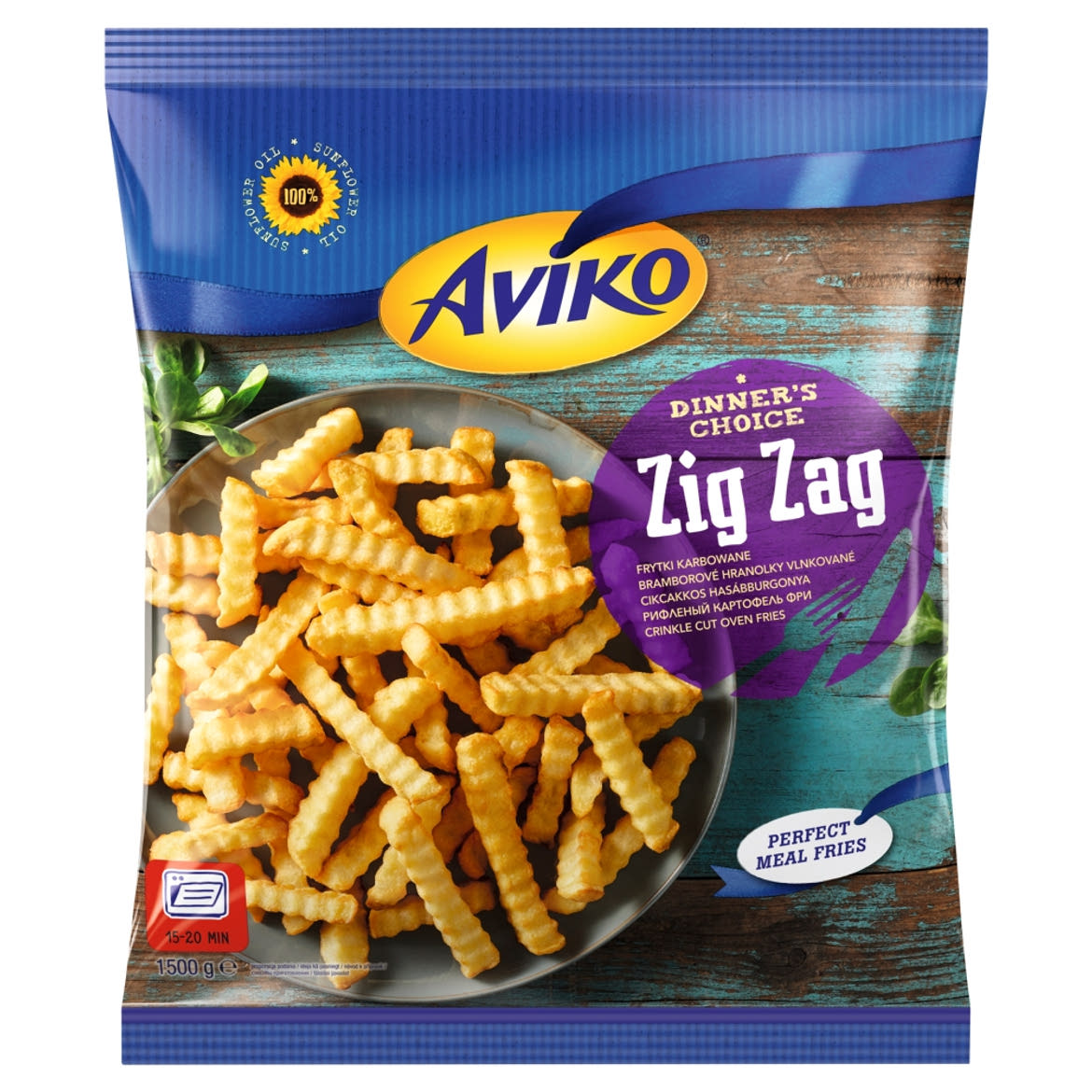 Aviko Zig Zag elősütött, gyorsfagyasztott, cikcakkos hasábburgonya sütőbe