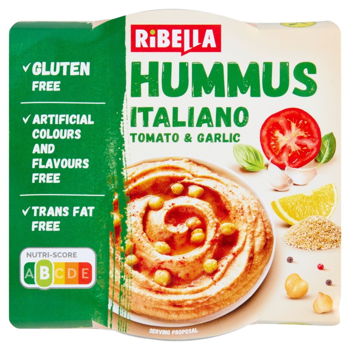 RiBella Hummus Italiano paradicsom & fokhagyma csicseriborsó krém