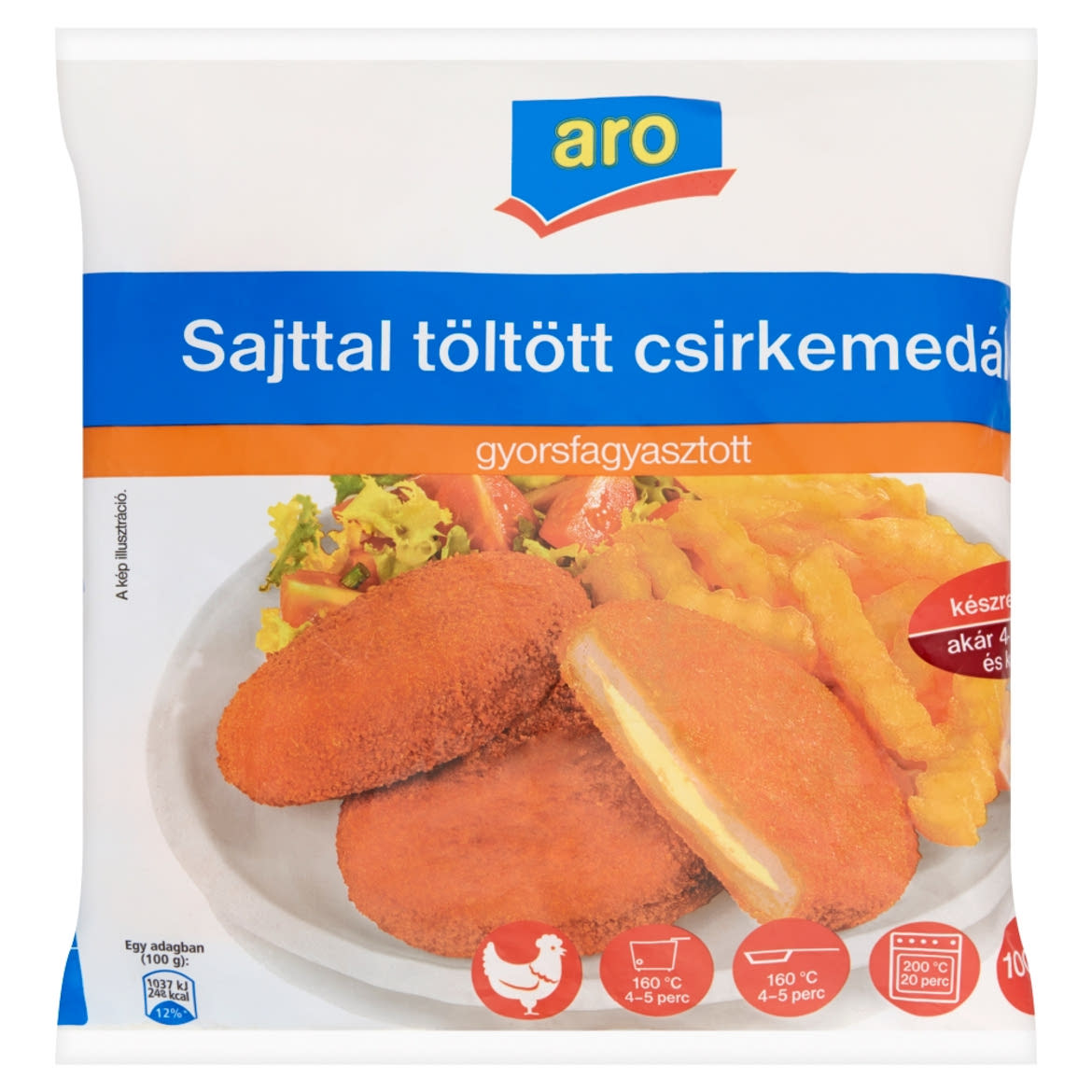 Aro gyorsfagyasztott, sajttal töltött csirkemedál