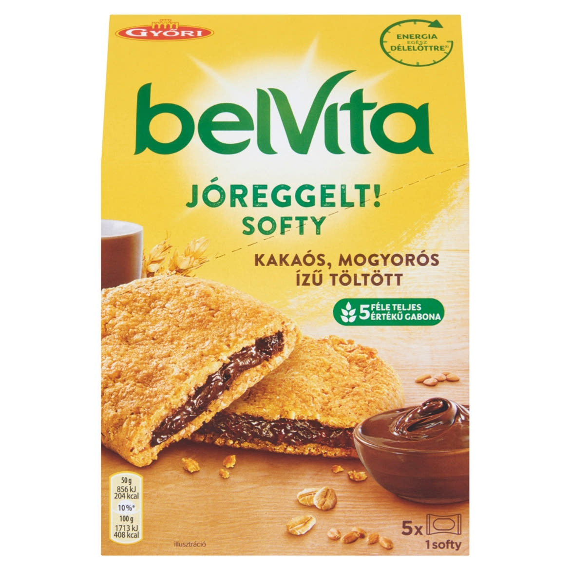 Belvita JóReggelt! Softy gabonás keksz mogyorós ízű kakaós töltelékkel 5 db