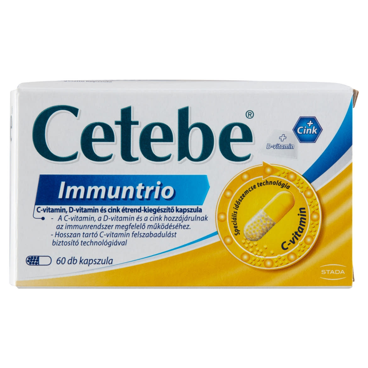 Cetebe Immuntrio C-vitamin, D-vitamin és cink étrend-kiegészítő kapszula 60 db