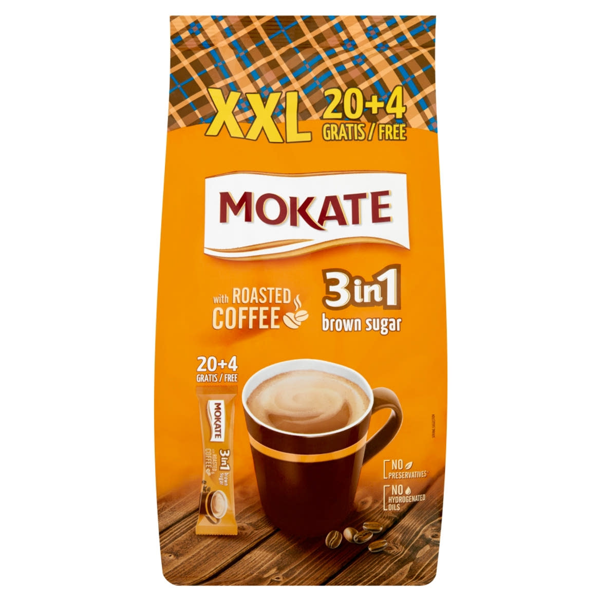 Mokate 3in1 XXL azonnal oldódó kávéspecialitás barna cukorral 24 db 408 g