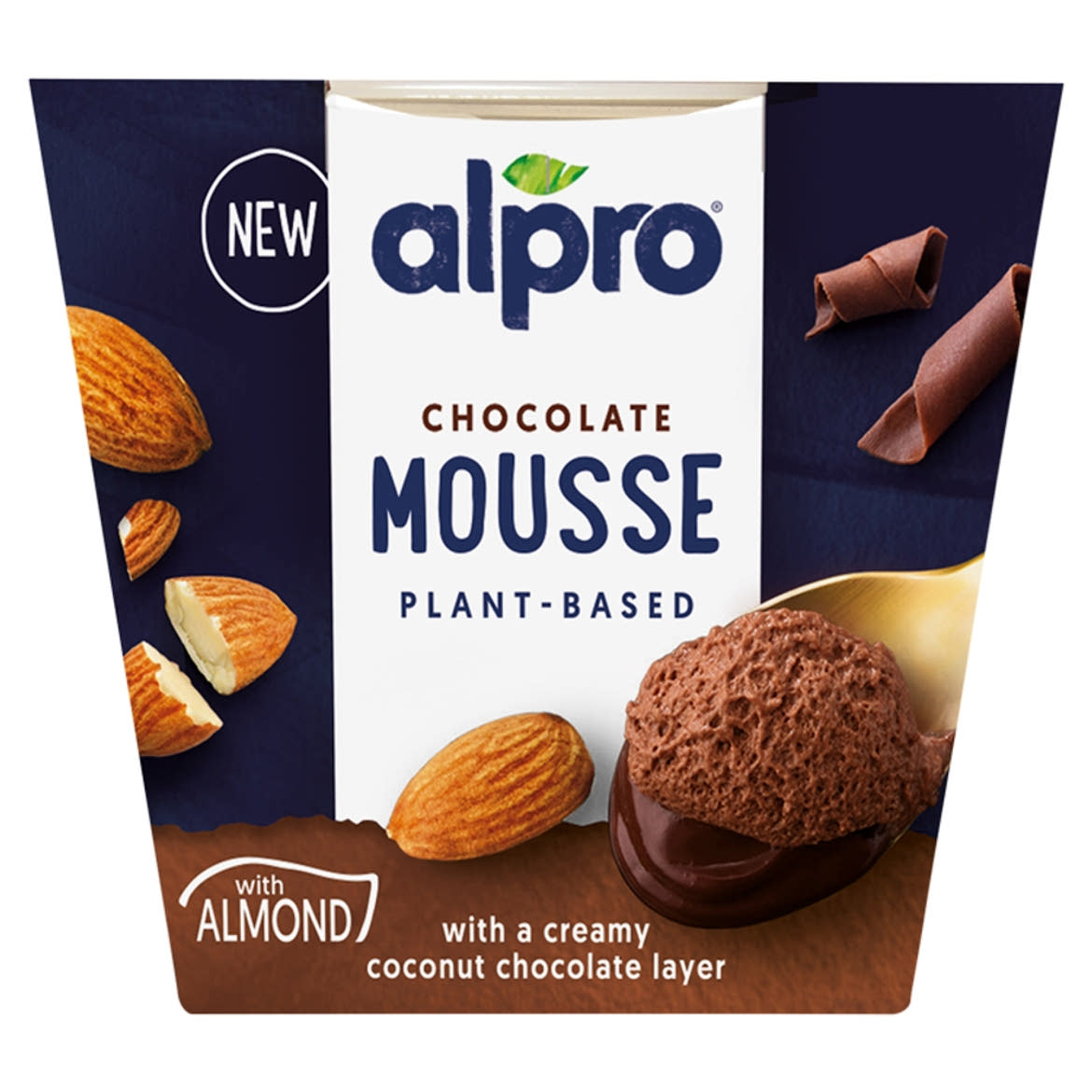 Alpro csokoládés-mandulás habdesszert kókuszos-csokoládés réteggel