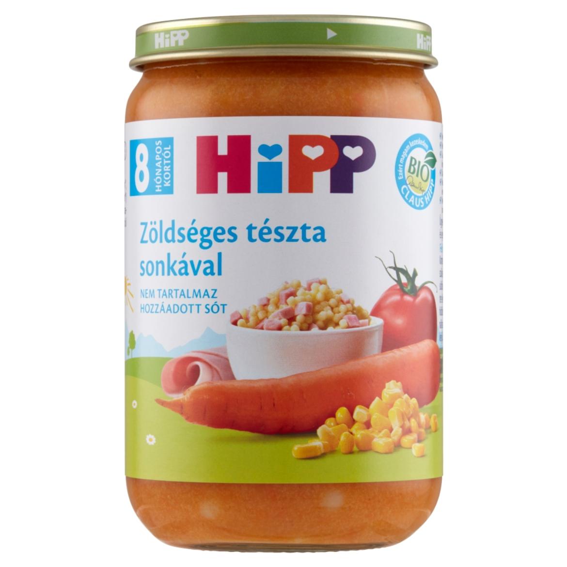 HiPP BIO zöldséges tészta sonkával bébiétel 8 hónapos kortól 220 g