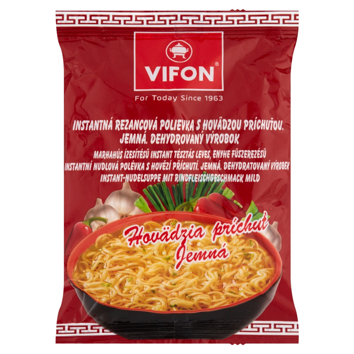 Vifon enyhe fűszerezésű, marhahús ízesítésű instant tésztás leves