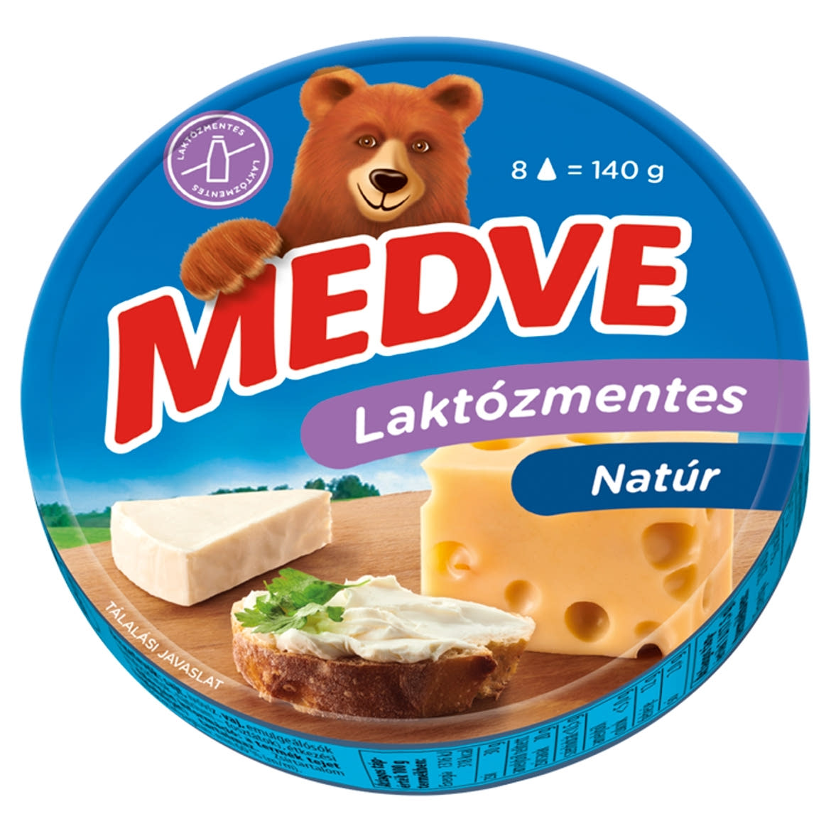 Medve laktózmentes natúr kenhető, félzsíros ömlesztett sajt 8 x 17,5 g