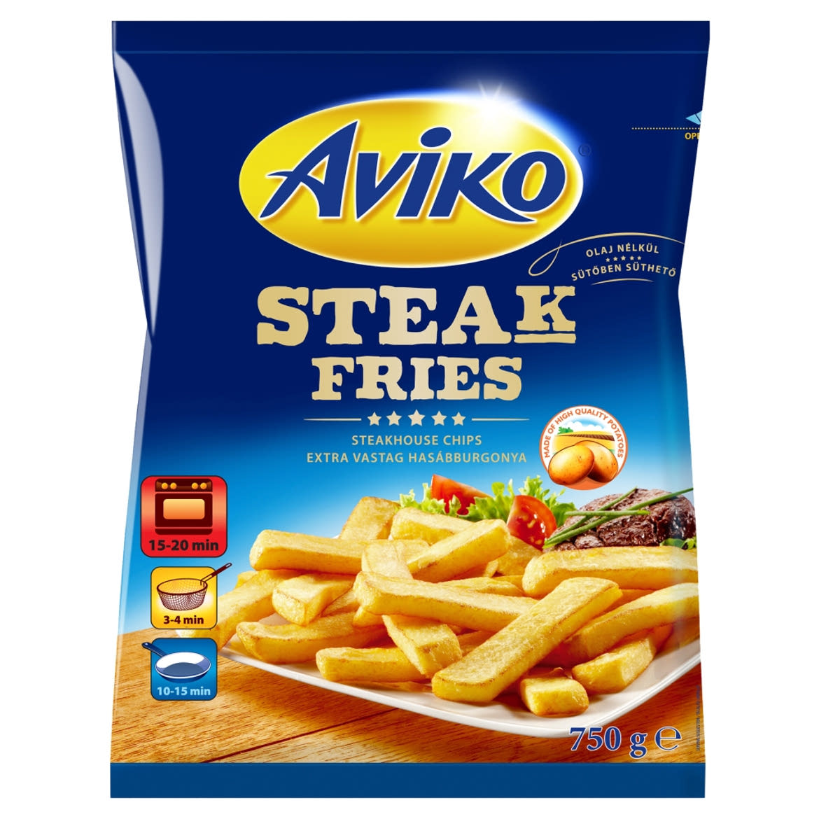 Aviko Steak Fries elősütött és gyorsfagyasztott extra vastag hasábburgonya