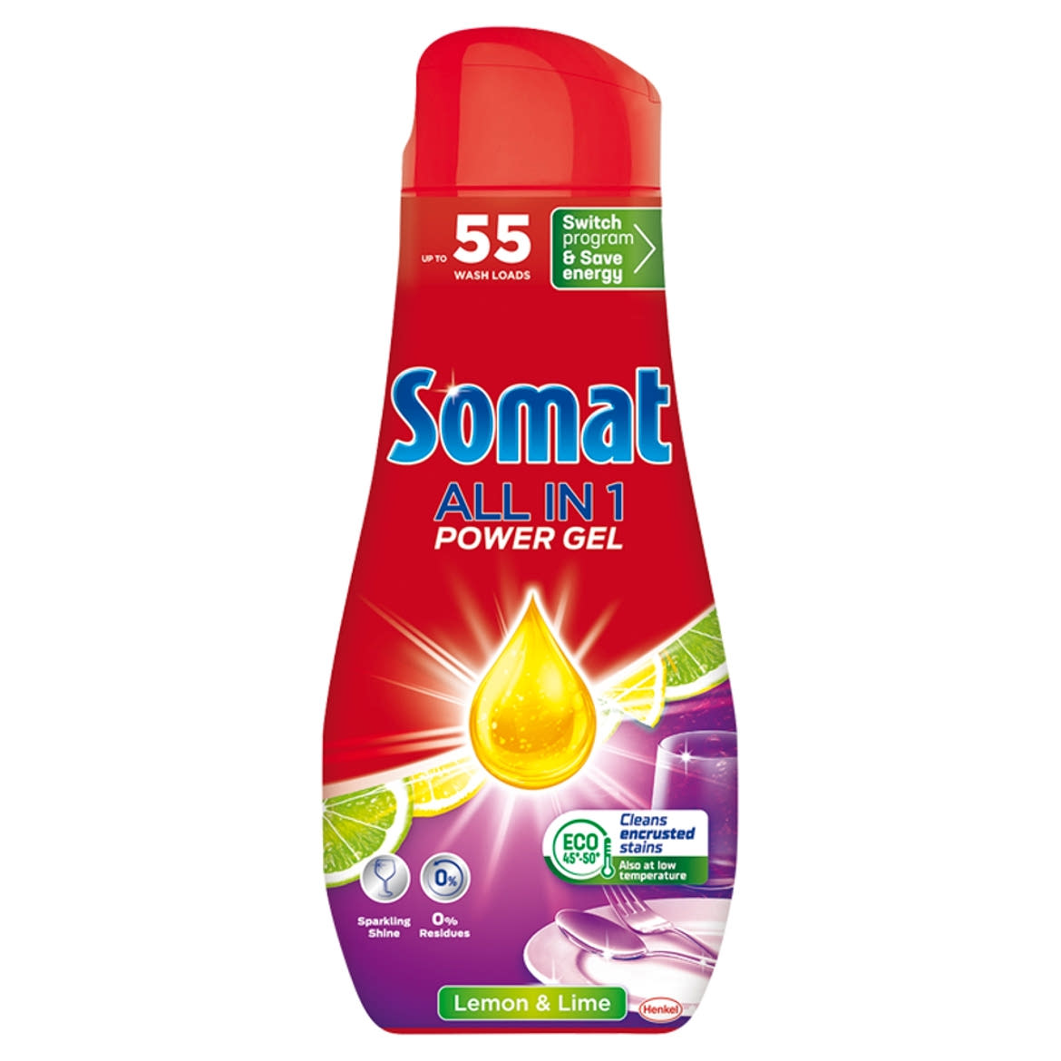 Somat All in 1 Lemon & Lime gépi mosogatószer gél 55 mosogatás