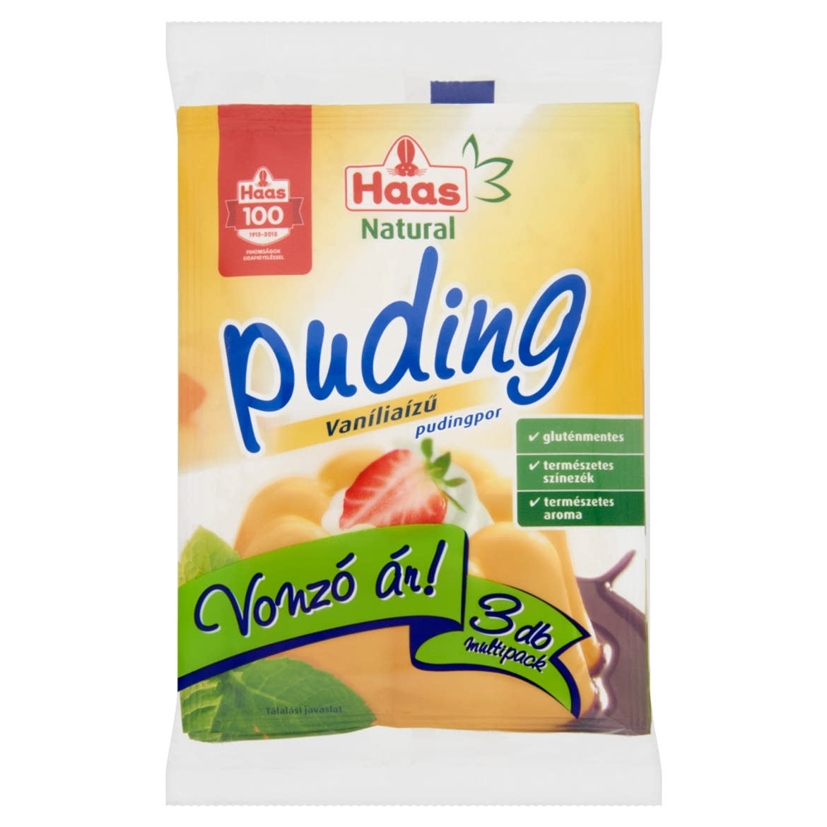 Haas Natural gluténmentes vaníliaízű pudingpor 3 db