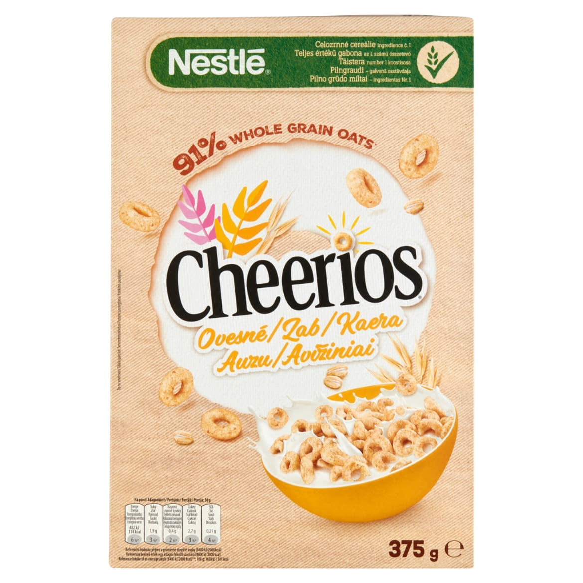 Nestlé Cheerios Zab ropogós zabkarika vitaminokkal és ásványi anyagokkal
