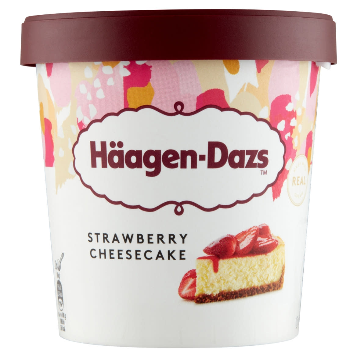 Häagen-Dazs sajttorta ízű jégkrém eper öntettel, keksz darabkákkal és lágy sajttal