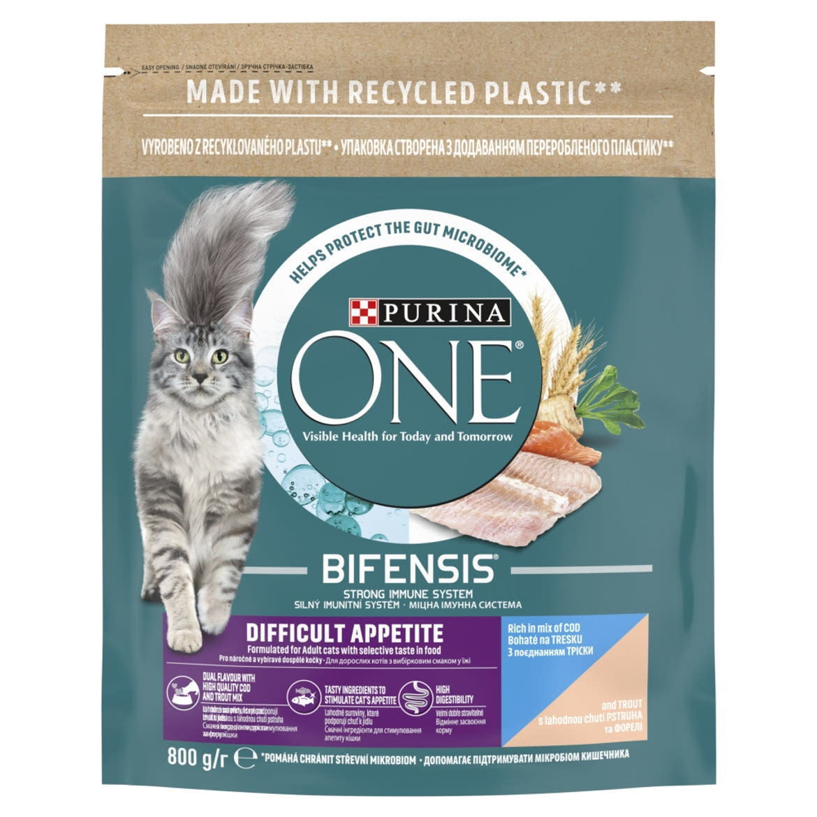 Purina One Bifensis teljes értékű állateledel felnőtt macskák számára tőkehallal, pisztránggal