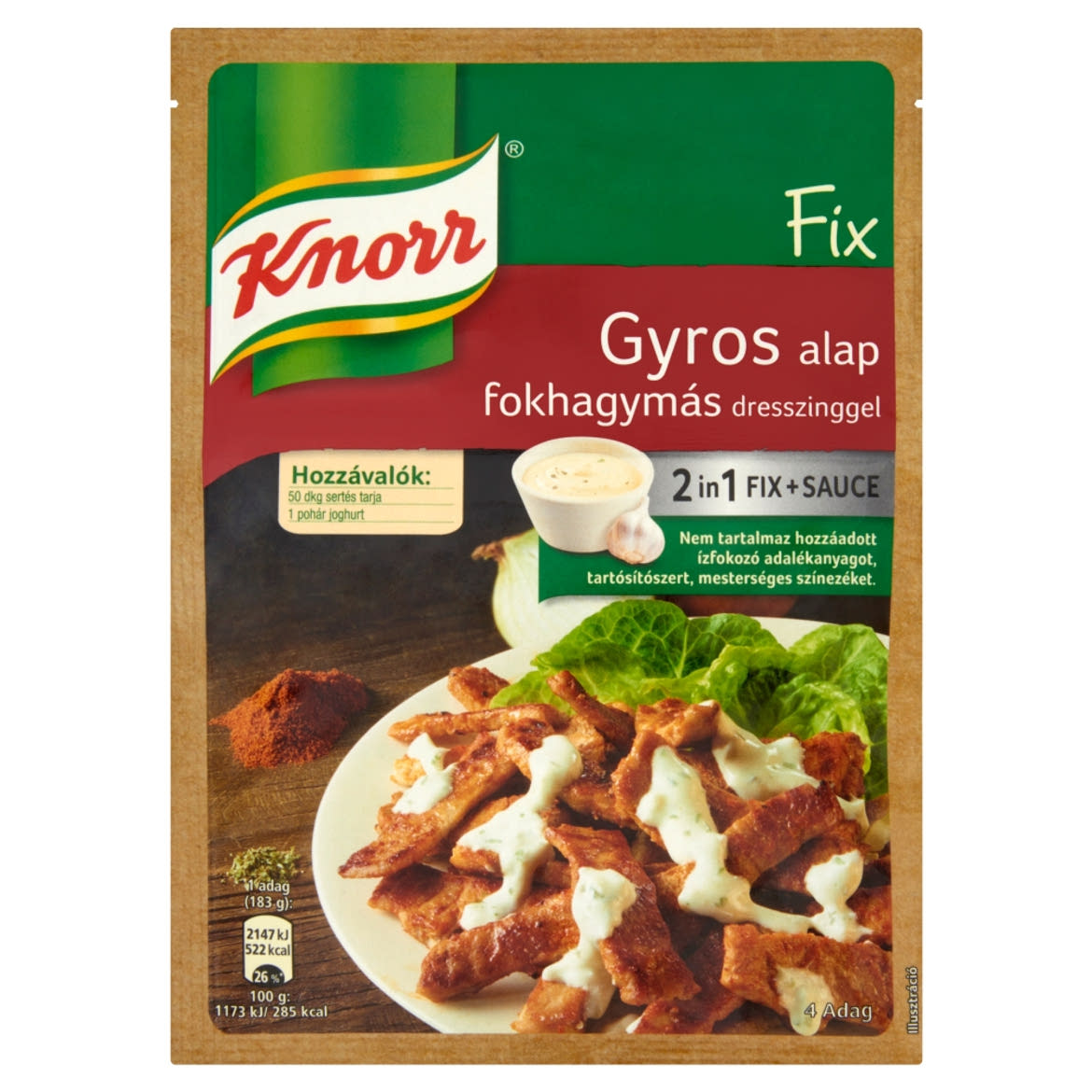 Knorr Fix gyros alap fokhagymás dresszinggel