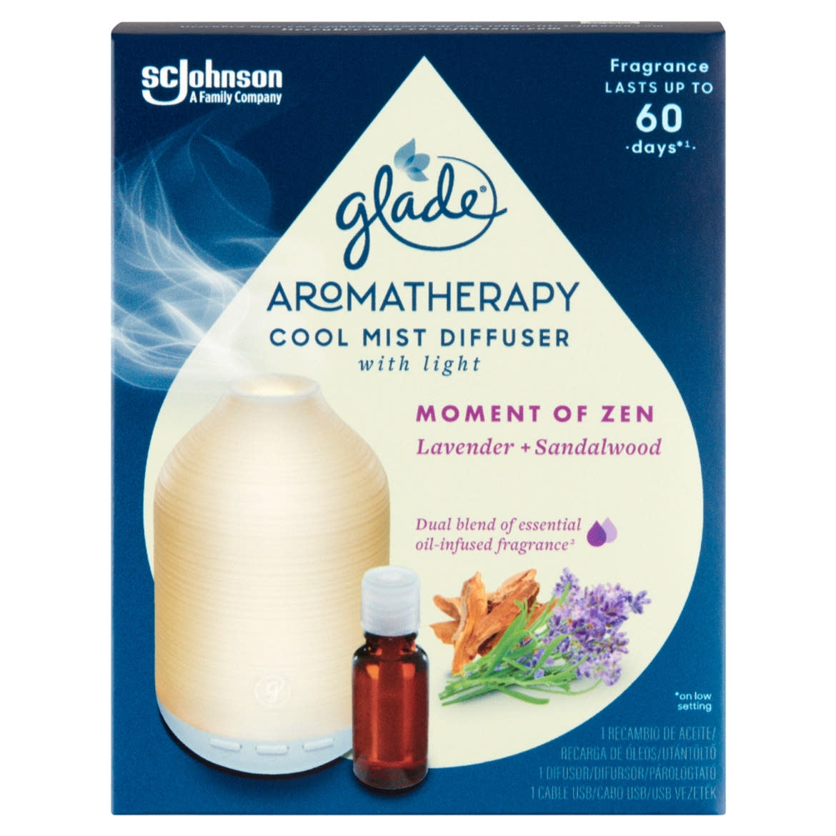 Glade Aromatherapy Cool Mist Diffuser Moment of Zen illóolaj 17,4 ml+ párologtató készülék
