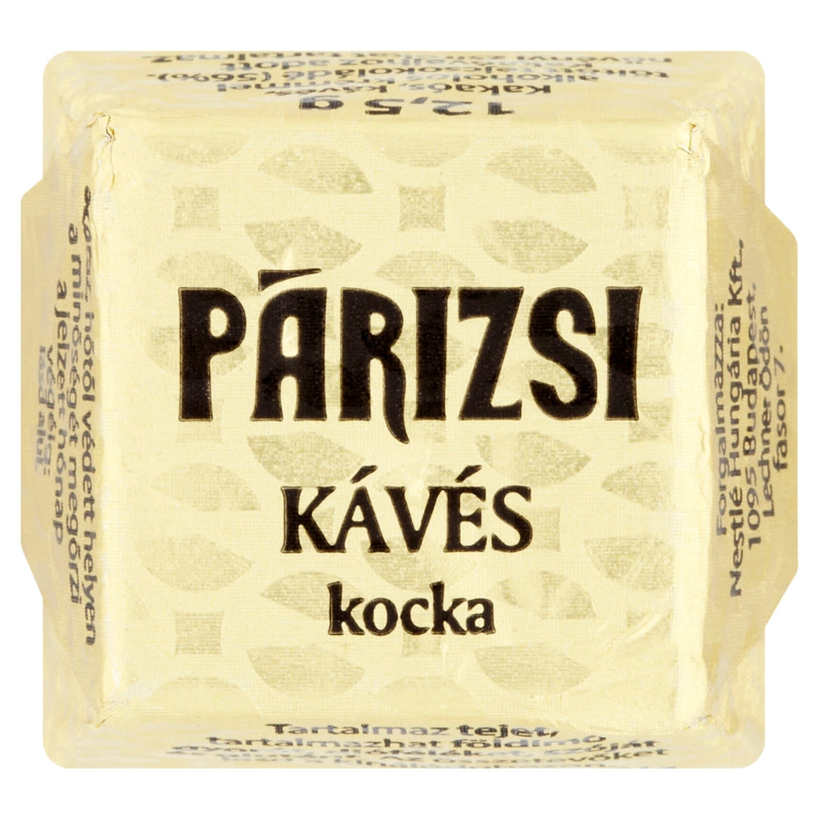 Párizsi Kocka kakaós, kávés, alkoholos krémmel töltött tejcsokoládé