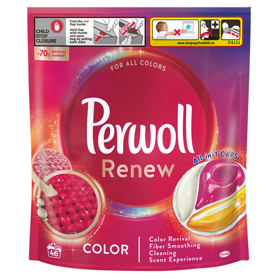 Perwoll Renew Color mosókapszula színes ruhaneműkhöz 46 mosás