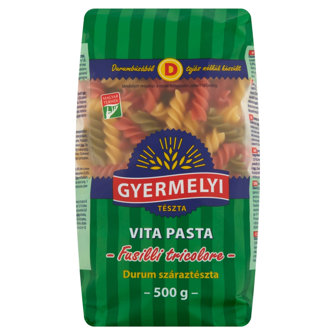 Gyermelyi Vita Pasta Fusilli Tricolore durum száraztészta