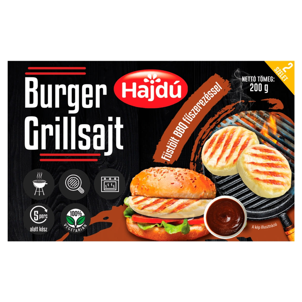 Hajdú burger grillsajt füstölt BBQ fűszerezéssel 2 db 200 g