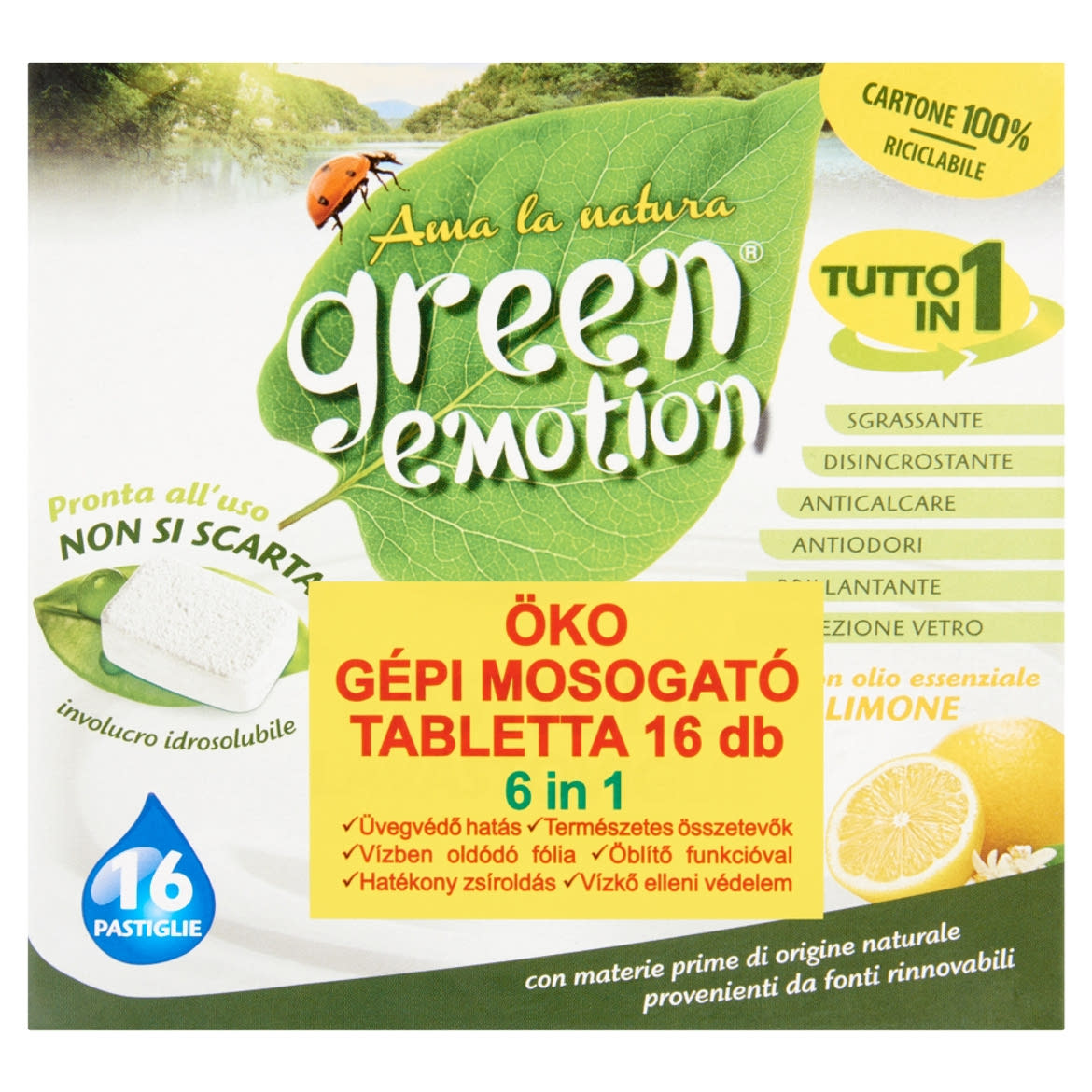 Green Emotion 6 in 1 öko gépi mosogató tabletta