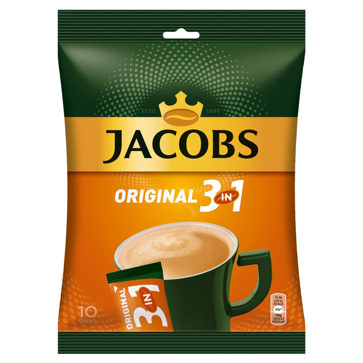 Jacobs Original 3in1 azonnal oldódó kávéitalpor cukorral, kávéfehérítővel