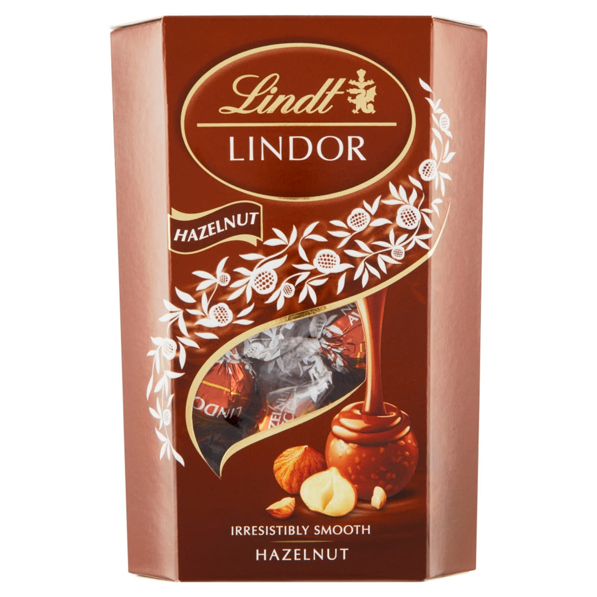 Lindt Lindor Hazelnut tejcsokoládé praliné mogyoródarabokkal és lágyan olvadó töltelékkel