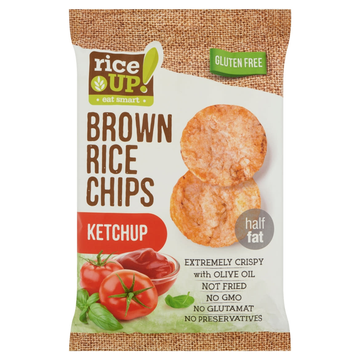 RiceUp! Eat Smart teljes kiÅ‘rlÃ©sÅ± barna rizs chips ketchup Ã­zesÃ­tÃ©ssel