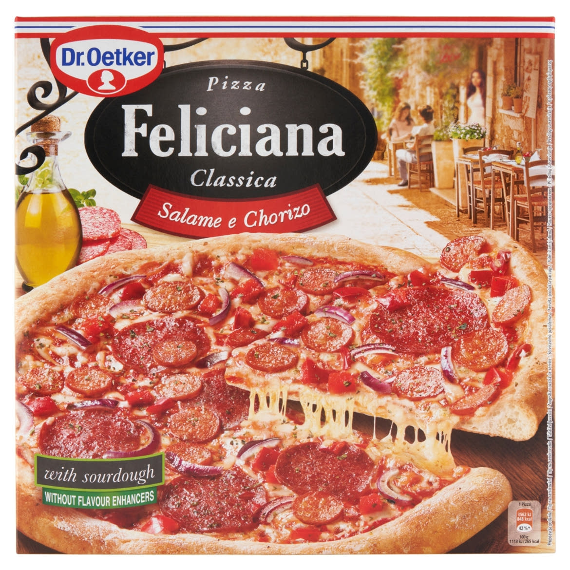 Dr. Oetker Feliciana Classica gyorsfagyasztott pizza szalámival és chorizo szalámival