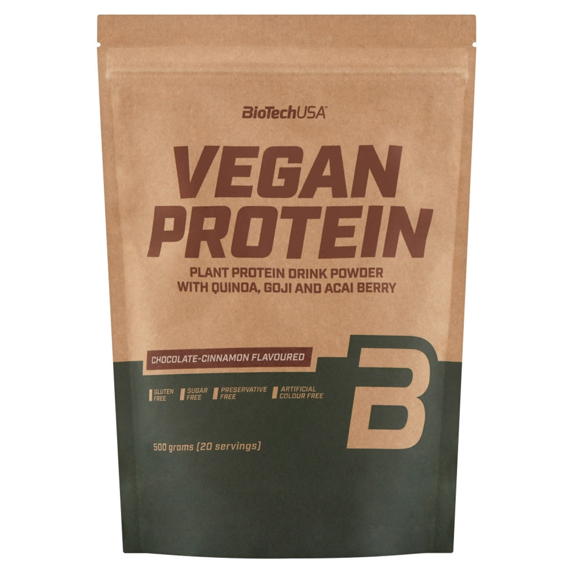 BioTechUSA Vegan Protein cukormentes csokoládé-fahéj ízű fehérje italpor édesítőszerekkel