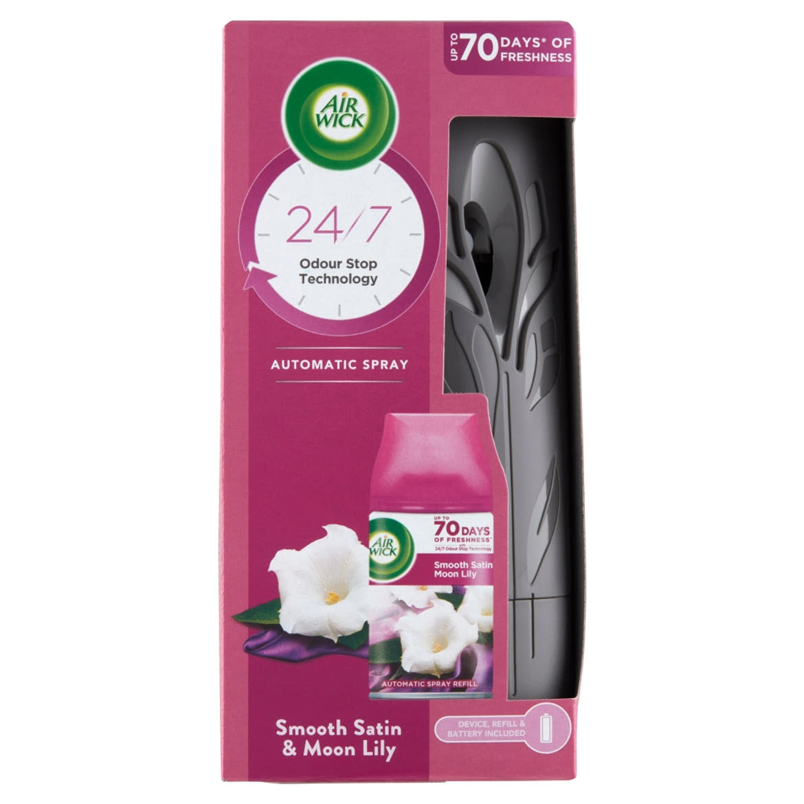 Air Wick Freshmatic Bársonyos Szatén és Éji Liliom automata légfrissítő készülék és utántöltő