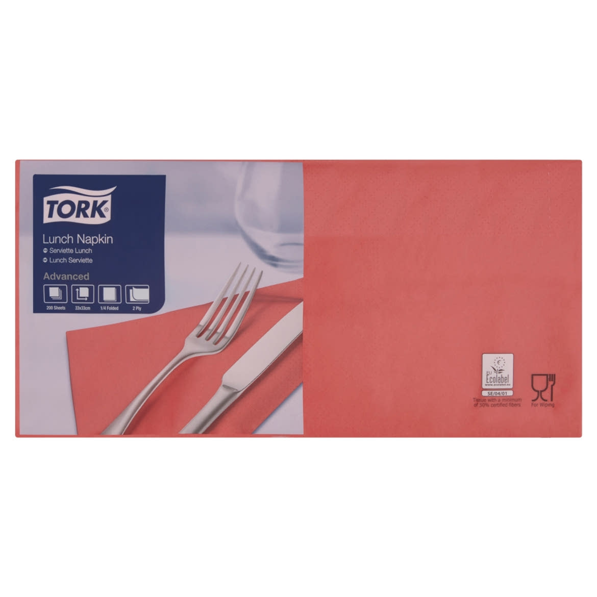 Tork Lunch piros szalvéta 2 rétegű 33 x 33 cm