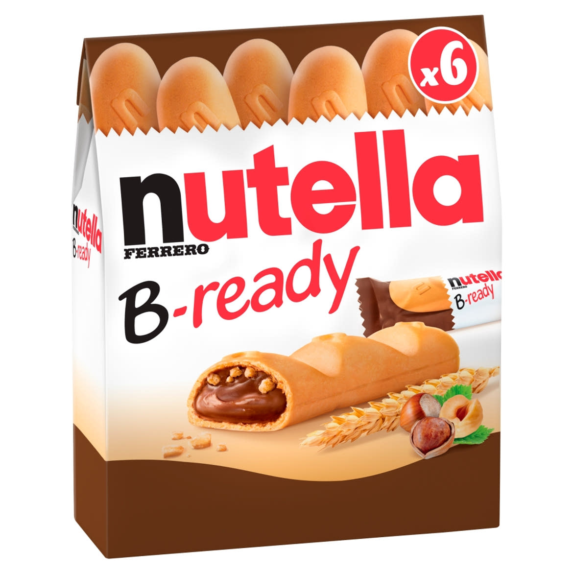 Nutella B-ready ropogós ostya kakaós mogyorókrémmel és búzakészítménnyel töltve 6 x 22g