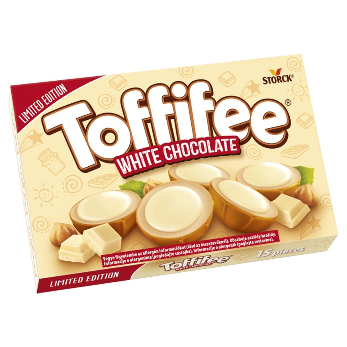 Toffifee White Chocolate mogyoró karamellben tejes töltelékkel és fehér csokoládéval