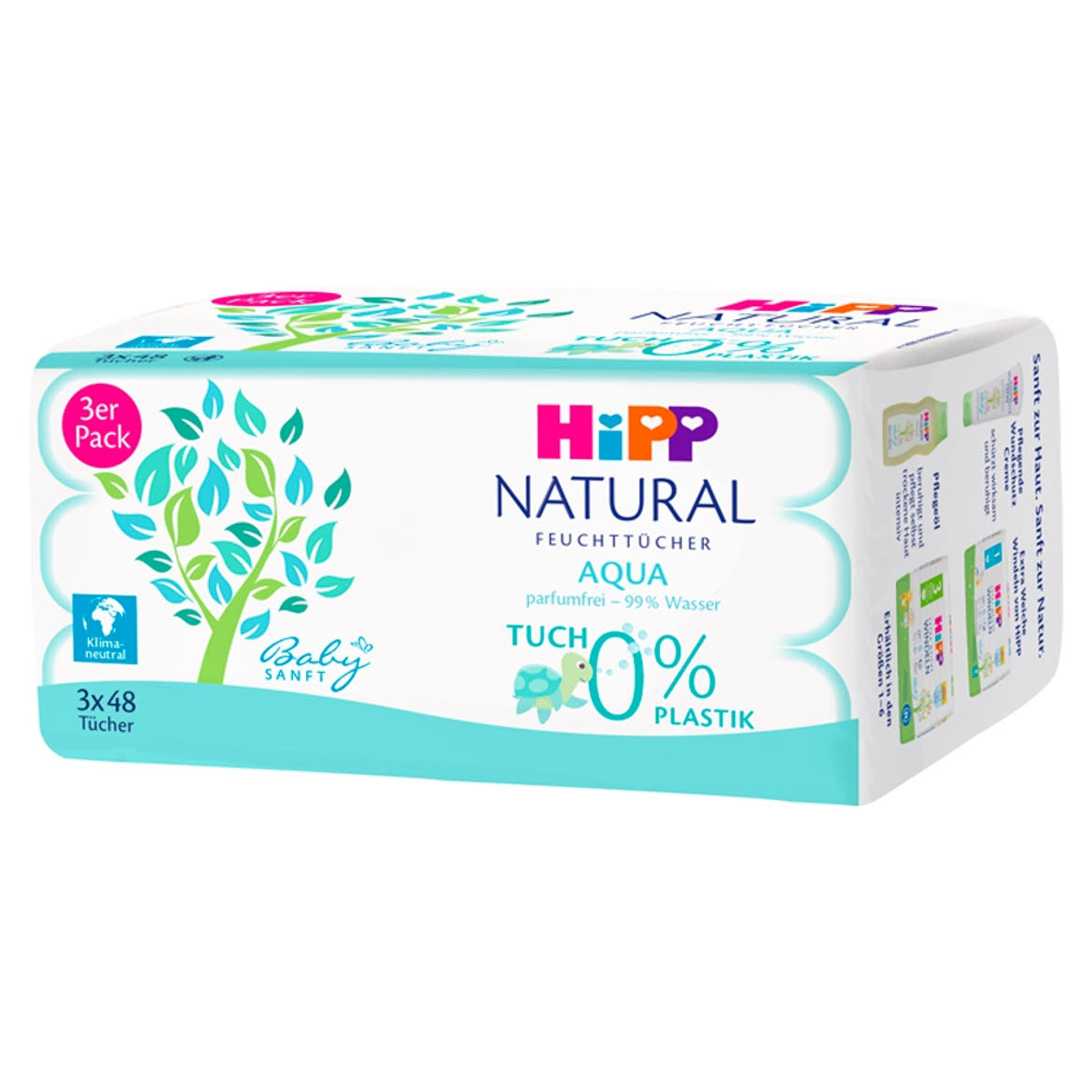 HiPP Babysanft Natural vízbázisú nedves törlőkendő újszülöttkortól 3 x