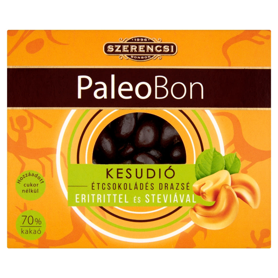Szerencsi PaleoBon étcsokoládés kesudió drazsé eritrittel és steviával 100 g