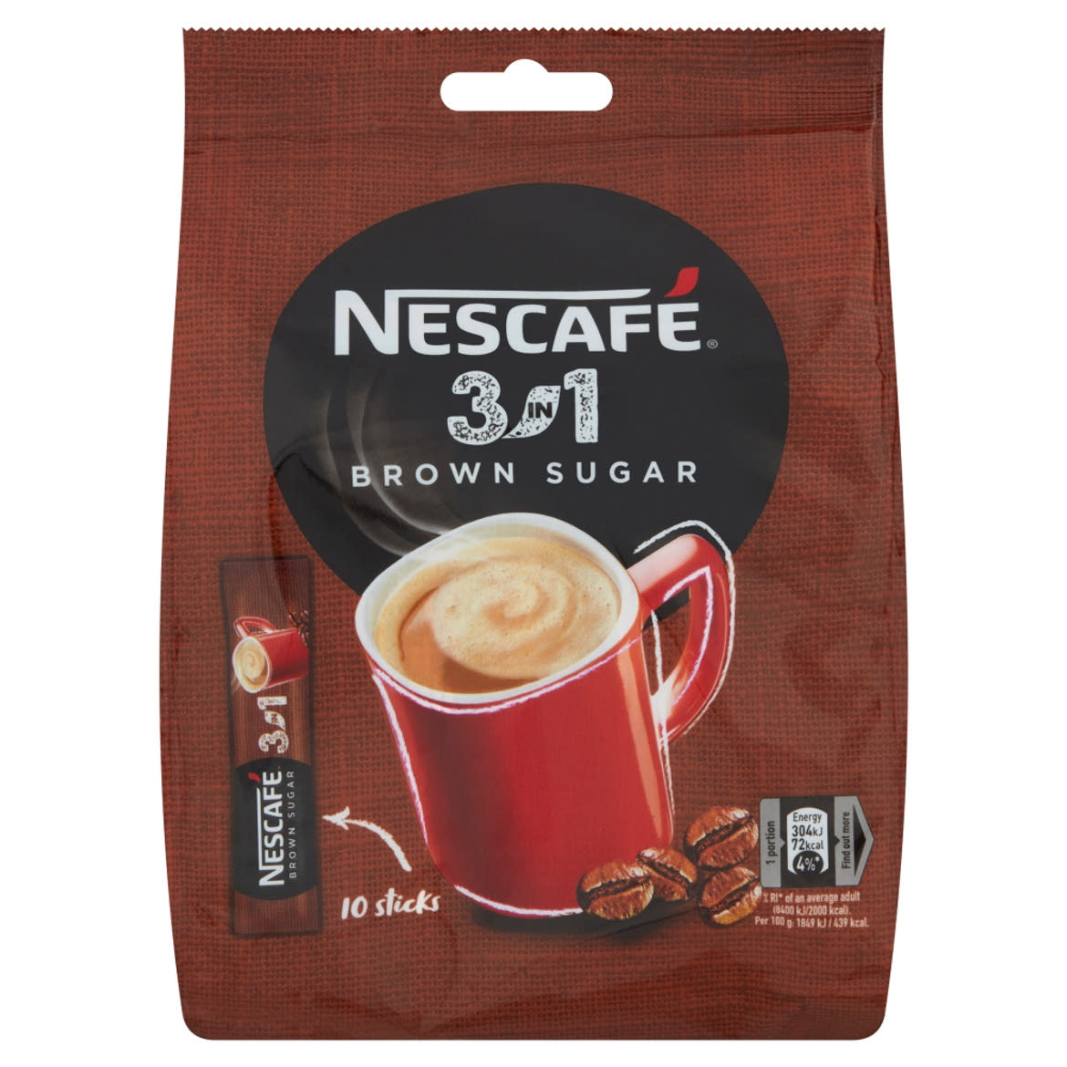 Nescafé 3in1 Brown Sugar azonnal oldódó kávéspecialitás barnacukorral 10 x 16,5 g