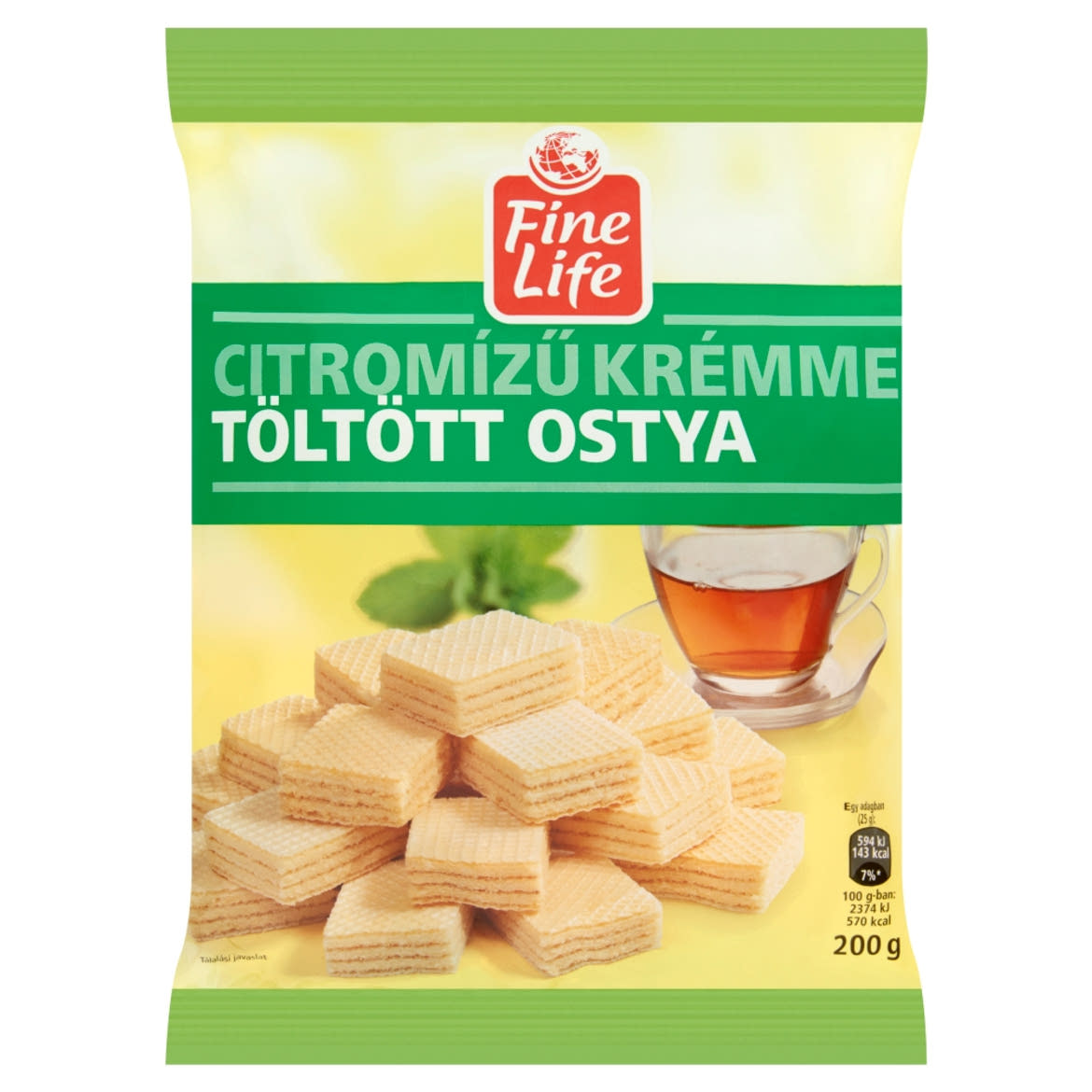 Fine Life citromízű krémmel töltött ostya