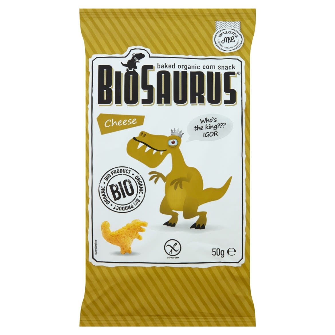 BioSaurus BIO sajtos ízű extrudált kukoricás snack