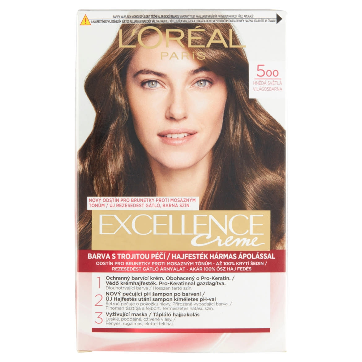 L'Oréal Paris Excellence Creme 500 Világosbarna hajfesték hármas ápolással