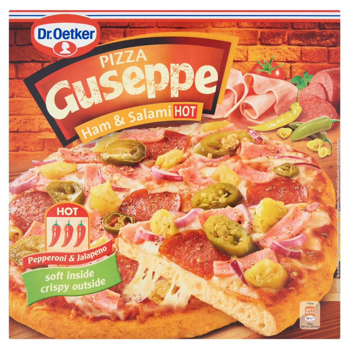 Dr. Oetker Guseppe gyorsfagyasztott sonkás-csípős-szalámis pizza